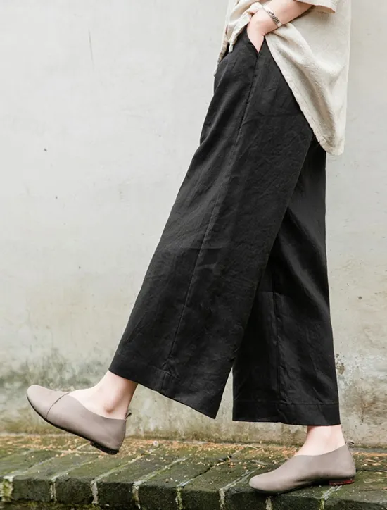 Outlet Women's Cotton Linen Shorts Linen-Inspired Pants Cotton Linen Pants Fashion Streetwear Basic Ankle-Length Medium Waist Plain Pocket Drawstring Comfort Outdoor Micro-elastic Vacation Street Daily rice Women Pants
