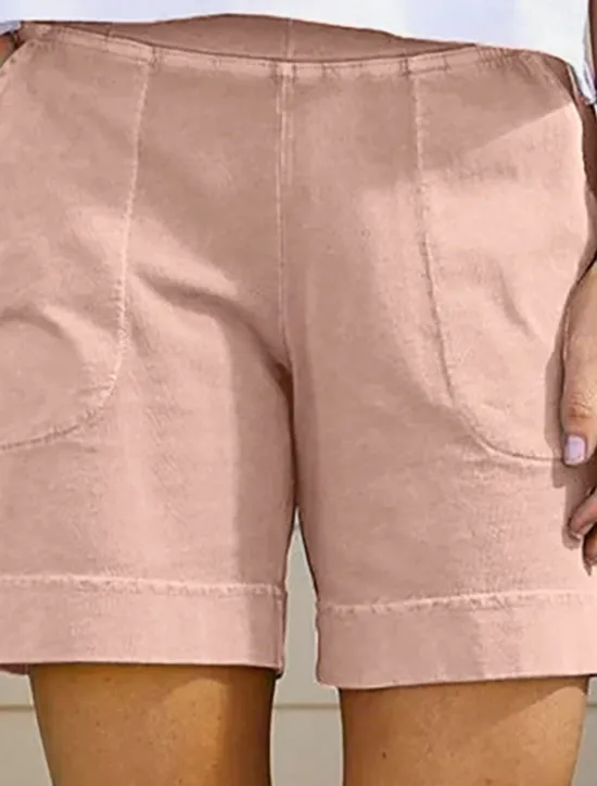 Hot Women's Cotton Linen Shorts Shorts Slacks Casual Short Natural Plain Pocket Elastic Waist Comfy Outdoor Daily Holiday Wine Grey Black White Summer Regular Fit Women Pants