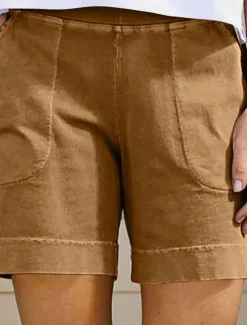 Hot Women's Cotton Linen Shorts Shorts Slacks Casual Short Natural Plain Pocket Elastic Waist Comfy Outdoor Daily Holiday Wine Grey Black White Summer Regular Fit Women Pants
