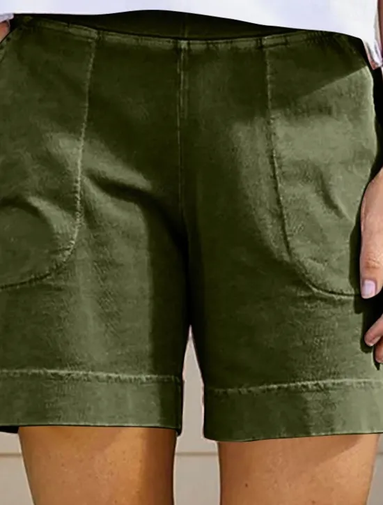 Hot Women's Cotton Linen Shorts Shorts Slacks Casual Short Natural Plain Pocket Elastic Waist Comfy Outdoor Daily Holiday Wine Grey Black White Summer Regular Fit Women Pants