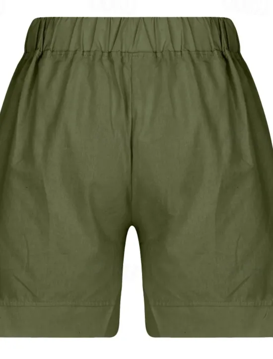 Hot Women's Cotton Linen Shorts Shorts Slacks Casual Short Natural Plain Pocket Elastic Waist Comfy Outdoor Daily Holiday Wine Grey Black White Summer Regular Fit Women Pants