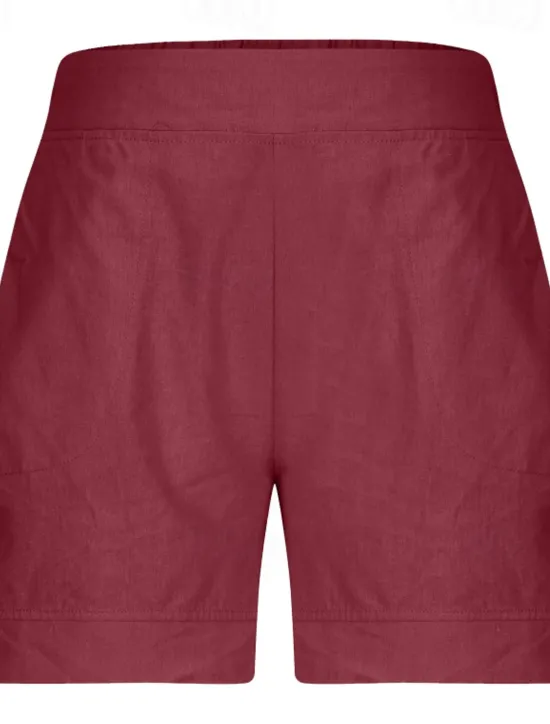 Hot Women's Cotton Linen Shorts Shorts Slacks Casual Short Natural Plain Pocket Elastic Waist Comfy Outdoor Daily Holiday Wine Grey Black White Summer Regular Fit Women Pants