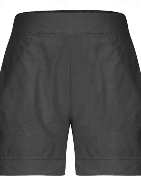 Hot Women's Cotton Linen Shorts Shorts Slacks Casual Short Natural Plain Pocket Elastic Waist Comfy Outdoor Daily Holiday Wine Grey Black White Summer Regular Fit Women Pants