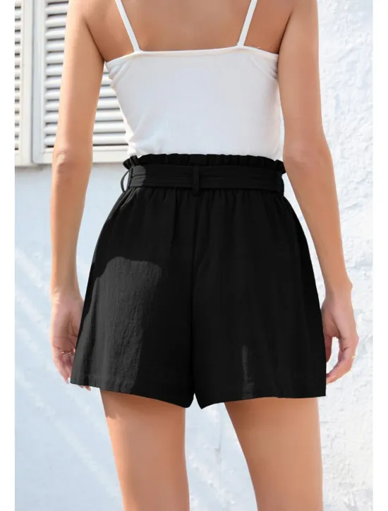 Online Women's Cotton Linen Shorts Linen-Inspired Pants Cotton Linen Pants Streetwear Casual Short Natural Plain Pocket Elastic Waist Breathability Soft Micro-elastic Casual Streetwear Navy Lake Blue Black Women Pants
