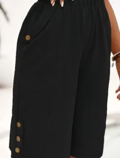Women's Cotton Linen Shorts Shorts Crop Streetwear Casual Knee Length Natural Plain Pocket Elastic Waist Outdoor Comfortable Outdoor Going out Light Sky Blue Black White Dark navy Summer Regular Fit Women Pants