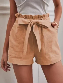 Sale Women's Cotton Linen Shorts Shorts Fashion Short Plain Side Pockets Breathability Comfortable Inelastic Casual Daily White Red Navy Blue Khaki Summer Regular Fit Women Pants