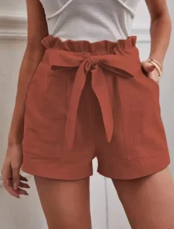Sale Women's Cotton Linen Shorts Shorts Fashion Short Plain Side Pockets Breathability Comfortable Inelastic Casual Daily White Red Navy Blue Khaki Summer Regular Fit Women Pants