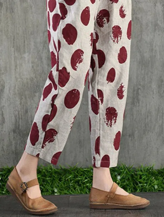 Hot Women's Cotton Linen Shorts Linen-Inspired Pants Cotton Linen Pants Fashion Streetwear Ankle-Length Mid Waist Geometic Flower Pocket Elastic Waist Baggy Breathability Soft Comfortable Micro-elastic Women Pants