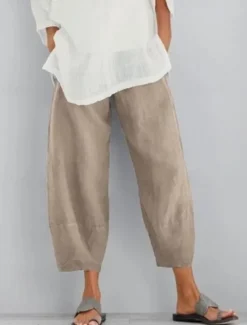 Discount Women's Cotton Linen Shorts Capri shorts Casual Daily Ankle-Length Plain Side Pockets Breathability Comfortable Inelastic Weekend Black Navy Blue Khaki Gray Summer Regular Fit Women Pants