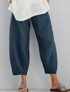 Discount Women's Cotton Linen Shorts Capri shorts Casual Daily Ankle-Length Plain Side Pockets Breathability Comfortable Inelastic Weekend Black Navy Blue Khaki Gray Summer Regular Fit Women Pants