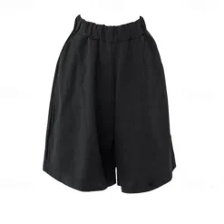 Women's Cotton Linen Shorts Wide Leg Shorts Fashion Knee Length Solid Color Side Pockets Wide Leg Comfort Inelastic Casual Daily Black Red Navy Blue Green Loose Fit Women Pants
