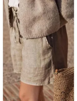 New Women's Cotton Linen Shorts Shorts Slacks Streetwear Casual Short Natural Plain Pocket Breathability Soft Comfortable Micro-elastic Casual Daily Wear Grey Black White Khaki Summer Regular Fit Women Pants