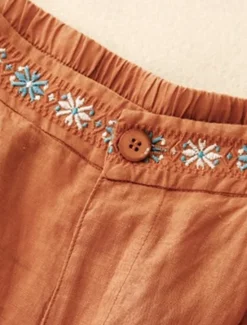 Women's Cotton Linen Shorts Shorts Slacks Casual Short Natural Flower Pocket Printing Comfy Comfortable Street Going out Sapphire Blue Dark Navy Purple Orange Summer Regular Fit Women Pants