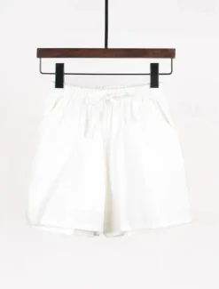 Discount Women's Cotton Linen Shorts Shorts Slacks Streetwear Casual Short Natural Plain Pocket Elastic Drawstring Design Comfy Outdoor Outdoor Holiday Forest Green Rust Navy Sapphire Blue Summer Regular Fit Women Pants