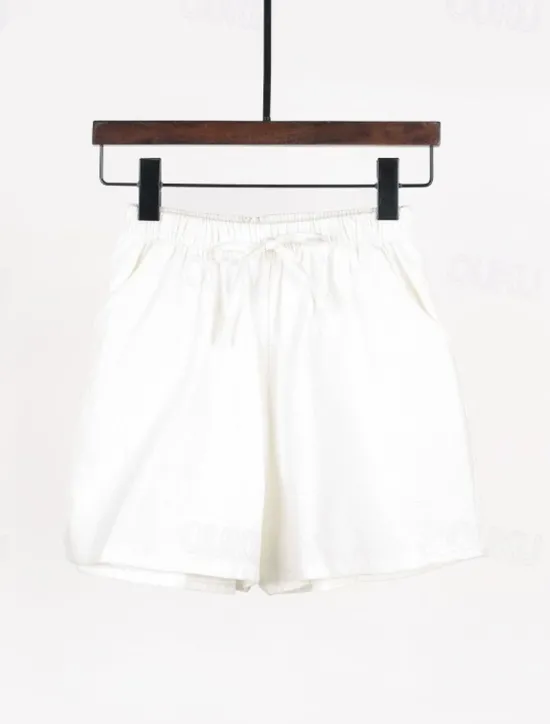 Discount Women's Cotton Linen Shorts Shorts Slacks Streetwear Casual Short Natural Plain Pocket Elastic Drawstring Design Comfy Outdoor Outdoor Holiday Forest Green Rust Navy Sapphire Blue Summer Regular Fit Women Pants