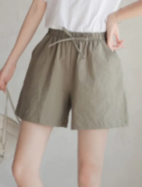 Discount Women's Cotton Linen Shorts Shorts Slacks Streetwear Casual Short Natural Plain Pocket Elastic Drawstring Design Comfy Outdoor Outdoor Holiday Forest Green Rust Navy Sapphire Blue Summer Regular Fit Women Pants