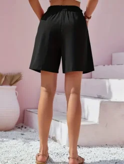 Best Women's Cotton Linen Shorts Shorts Casual Daily Short Plain Side Pockets Breathability Comfortable Inelastic Weekend Black Navy Blue Orange Coffee Summer Regular Fit Women Pants