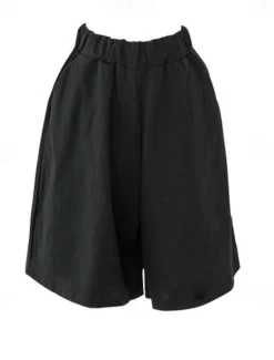 Online Women's Cotton Linen Shorts Wide Leg Shorts Fashion Knee Length Solid Color Side Pockets Wide Leg Comfort Inelastic Casual Daily Black Red Navy Blue Green Loose Fit Women Pants