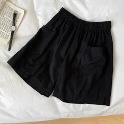 Discount Women's Cotton Linen Shorts Shorts Casual Daily Short Plain Pocket Breathability Comfortable Inelastic Going out Weekend Black Red Green Khaki Summer Regular Fit Women Pants