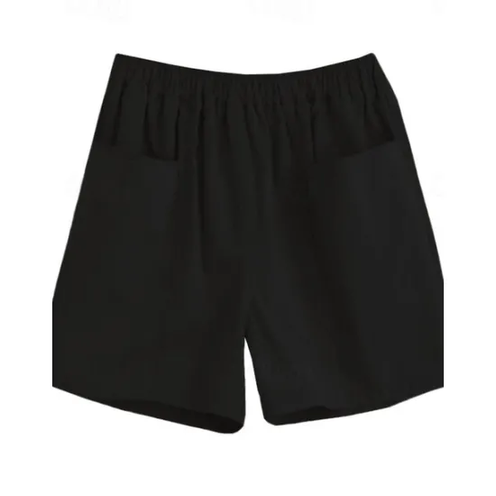 Discount Women's Cotton Linen Shorts Shorts Casual Daily Short Plain Pocket Breathability Comfortable Inelastic Going out Weekend Black Red Green Khaki Summer Regular Fit Women Pants