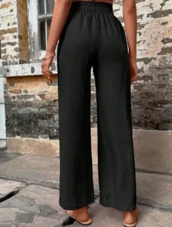 Online Women's Cotton Linen Shorts Linen-Inspired Pants Cotton Linen Pants Fashion Streetwear Comfort Full Length High Waist Plain Drawstring Elastic Waist Straight Leg Comfy Outdoor Comfortable Street Women Pants