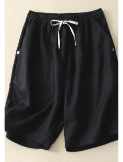 Sale Women's Cotton Linen Shorts Shorts Slacks Streetwear Casual Short Natural Plain Pocket Elastic Drawstring Design Comfy Outdoor Comfortable Street Casual Daily Apricot Black Brown Summer Regular Fit Women Pants
