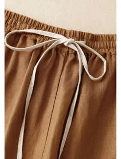 Sale Women's Cotton Linen Shorts Shorts Slacks Streetwear Casual Short Natural Plain Pocket Elastic Drawstring Design Comfy Outdoor Comfortable Street Casual Daily Apricot Black Brown Summer Regular Fit Women Pants