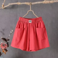 Clearance Women's Cotton Linen Shorts Shorts Casual Daily Short Plain Pocket Breathability Comfortable Inelastic Going out Weekend Black White Red Green Summer Regular Fit Women Pants