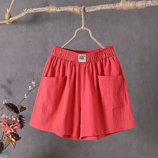 Clearance Women's Cotton Linen Shorts Shorts Casual Daily Short Plain Pocket Breathability Comfortable Inelastic Going out Weekend Black White Red Green Summer Regular Fit Women Pants