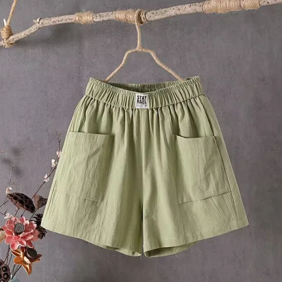 Clearance Women's Cotton Linen Shorts Shorts Casual Daily Short Plain Pocket Breathability Comfortable Inelastic Going out Weekend Black White Red Green Summer Regular Fit Women Pants