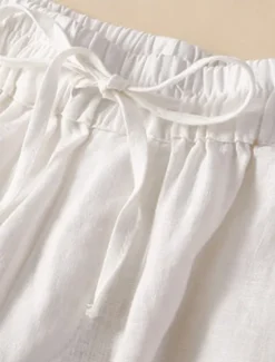 Best Women's Cotton Linen Shorts Shorts Slacks Casual Short Natural Plain Pocket Elastic Drawstring Design Comfy Comfortable Outdoor Going out Black Ginger Green almond Summer Regular Fit Women Pants