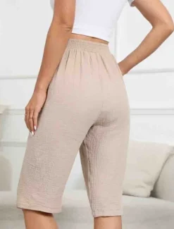 Discount Women's Cotton Linen Shorts Shorts Lightweight Casual Knee Length Mid Rise Plain Pocket Drawstring Breathability Comfortable Inelastic Casual Daily Weekend Navy Black White Khaki Summer Spring Women Pants