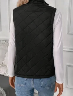 Clearance Women's Cotton Linen Vest Shrugs Daily Basic Modern Sleeveless Turtleneck Spring Fall Winter Women Puffers & Parka