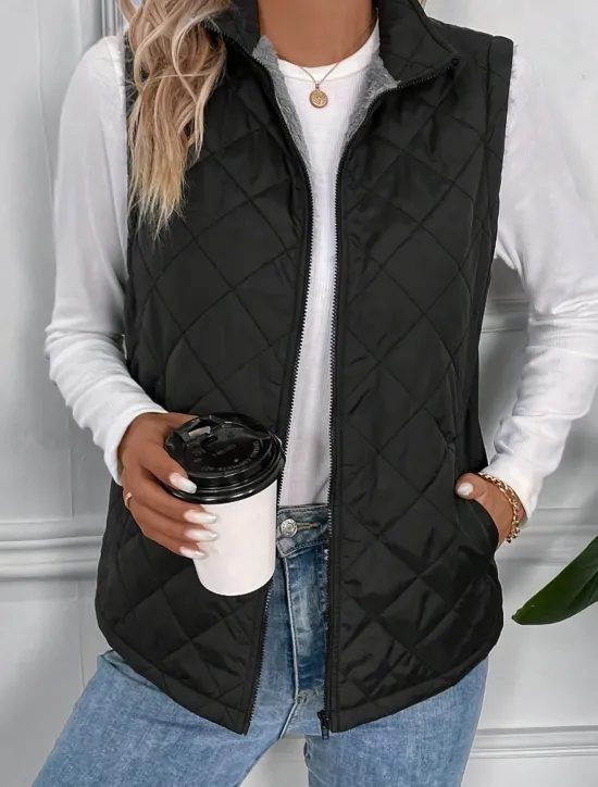 Clearance Women's Cotton Linen Vest Shrugs Daily Basic Modern Sleeveless Turtleneck Spring Fall Winter Women Puffers & Parka