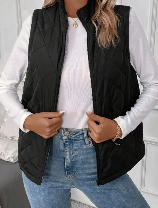 Clearance Women's Cotton Linen Vest Shrugs Daily Basic Modern Sleeveless Turtleneck Spring Fall Winter Women Puffers & Parka