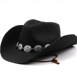 Women's Cowboy Hats Metal Carving Band Western Hats Women Hats