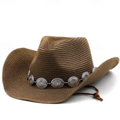 Women's Cowboy Hats Metal Carving Band Western Hats Women Hats