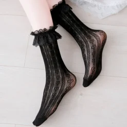 Best Women's Crew Socks Wedding Holiday Lace Sexy Lolita Elastic 1 Pair Women Socks