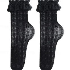 Best Women's Crew Socks Wedding Holiday Lace Sexy Lolita Elastic 1 Pair Women Socks
