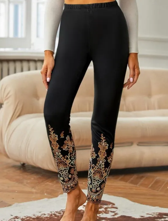 Sale Women's Culottes Wide Leg Fashion Ankle-Length High Waist Graphic Printing Micro-elastic Work Dailywear Fall Winter Loose Fit Women Leggings