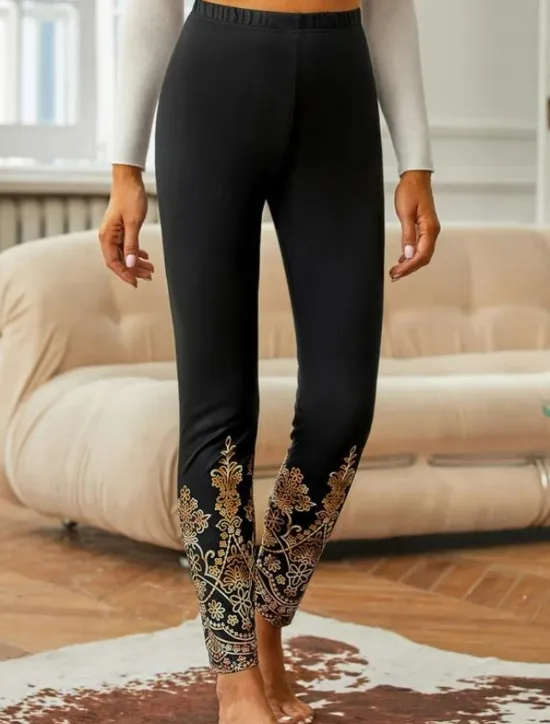 Sale Women's Culottes Wide Leg Fashion Ankle-Length High Waist Graphic Printing Micro-elastic Work Dailywear Fall Winter Loose Fit Women Leggings