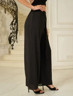 Hot Women's Culottes Wide Leg Pants Trousers Elegant Full Length Medium Waist Plain Elastic Waist Micro-elastic Formal Office Dailywear Summer Spring Fall Loose Fit Women Pants