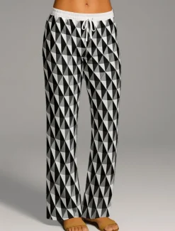 Best Women's Culottes Wide Leg Vacation Vintage Ethnic Style Full Length High Waist Geometric Abstract Quick Dry Breathability Soft Inelastic Formal Outdoor Vacation Black White Blue Dark Gray Summer Women Pants