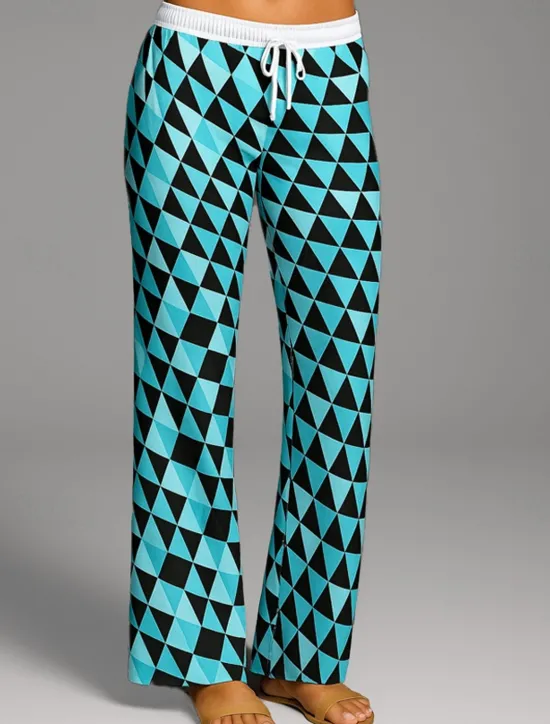 Best Women's Culottes Wide Leg Vacation Vintage Ethnic Style Full Length High Waist Geometric Abstract Quick Dry Breathability Soft Inelastic Formal Outdoor Vacation Black White Blue Dark Gray Summer Women Pants