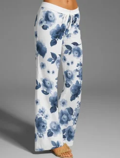 Hot Women's Culottes Wide Leg Wide Leg Chinos Vacation Vintage Ethnic Style Full Length High Waist Floral Graphic Quick Dry Breathability Soft Inelastic Outdoor Vacation Sport Black Blue Purple Green Women Pants