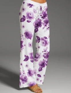Hot Women's Culottes Wide Leg Wide Leg Chinos Vacation Vintage Ethnic Style Full Length High Waist Floral Graphic Quick Dry Breathability Soft Inelastic Outdoor Vacation Sport Black Blue Purple Green Women Pants