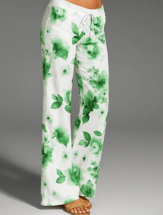 Hot Women's Culottes Wide Leg Wide Leg Chinos Vacation Vintage Ethnic Style Full Length High Waist Floral Graphic Quick Dry Breathability Soft Inelastic Outdoor Vacation Sport Black Blue Purple Green Women Pants