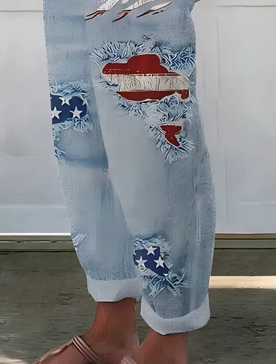 Women's 3D Print Patriotic Trousers Pants Vacation Vintage Ethnic Style Full Length Drawstring Side Pockets Print Breathability Comfortable Inelastic Weekend Women Pants