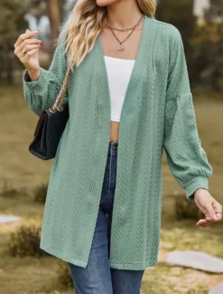 Online Women's Dailywear Patchwork Solid Color Windproof Fashion Loose Fit Outerwear Long Sleeve Spring Brown S Women Blazers & Suits