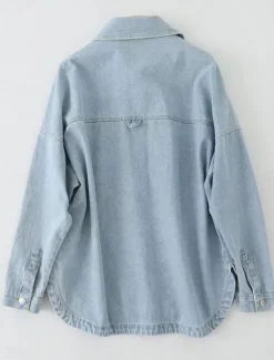 Sale Women's Denim Jacket Outdoor Street Daily Wear Fall Winter Regular Coat Regular Fit Thermal Warm Breathable Stylish Casual Jacket Long Sleeve Solid Color with Pockets Women Jackets